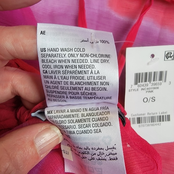 NWT INC International Concepts Pink Blue Cover Up Sheer Bright OS - Picture 6 of 7